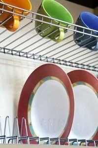 Open storage is a great solution for dishware and to maximize space
